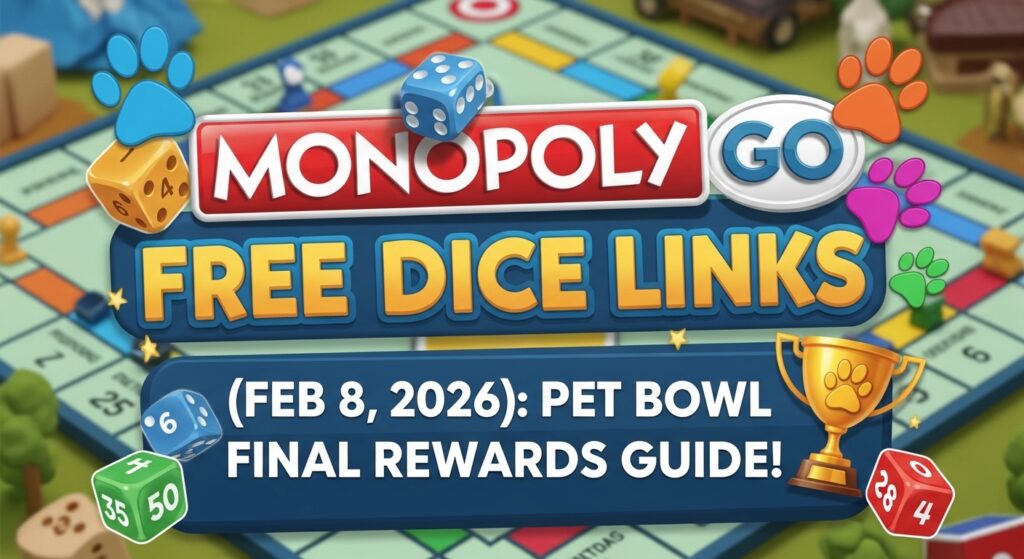 [WORKING TODAY] Monopoly Go Free Dice Links (Feb 8, 2026): Pet Bowl Final Rewards Guide!