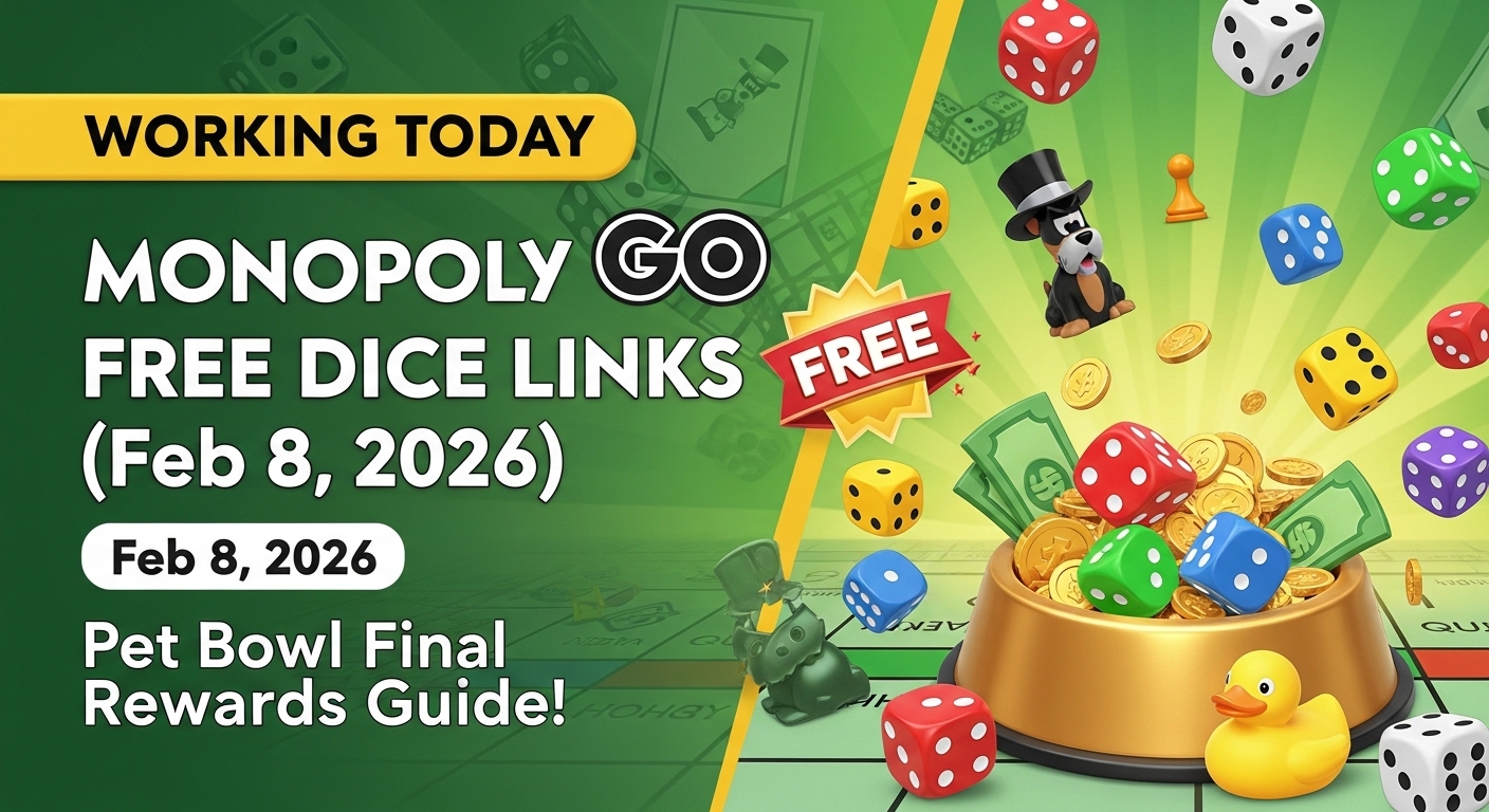 [WORKING TODAY] Monopoly Go Free Dice Links (Feb 8, 2026): Pet Bowl Final Rewards Guide!