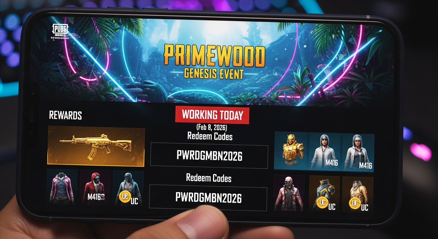 [WORKING TODAY] PUBG Mobile Redeem Codes (Feb 8, 2026): Primewood Genesis Event Rewards!