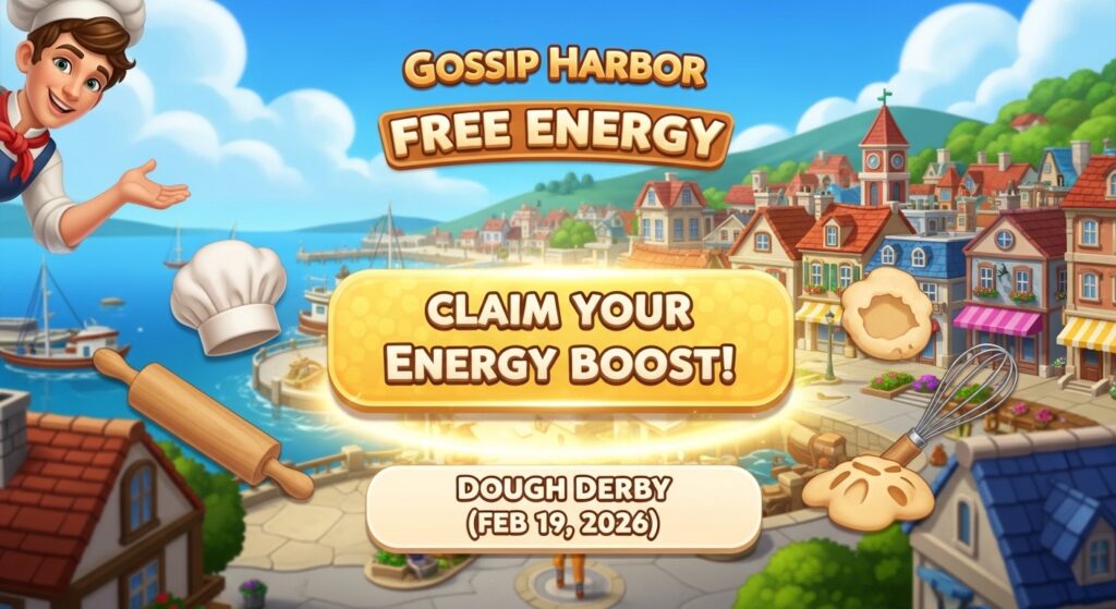 Gossip Harbor Free Energy: Dough Derby Energy Boost Feb 19, 2026