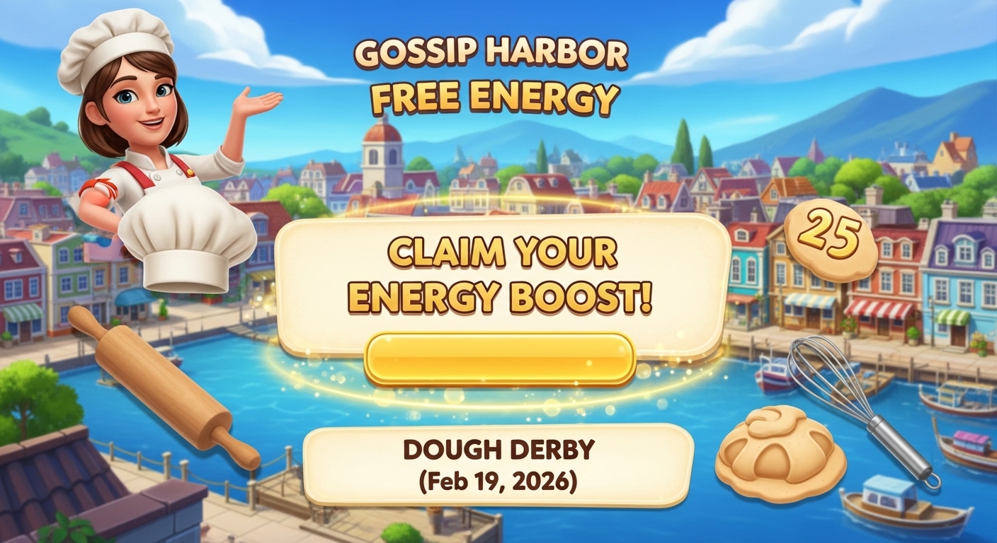Gossip Harbor Free Energy: Dough Derby Energy Boost Feb 19, 2026