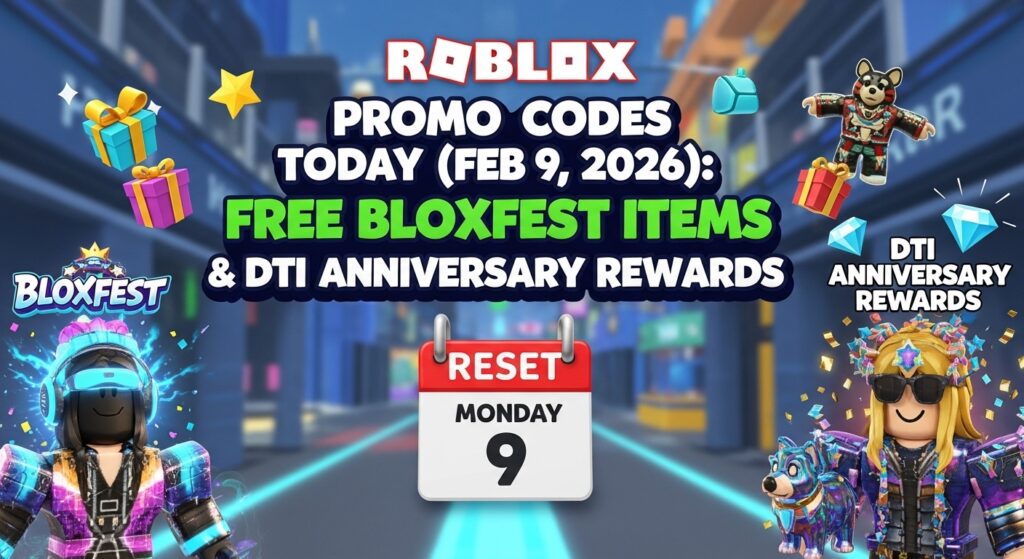 🚀 Roblox Promo Codes Today (Feb 9, 2026): Free Bloxfest Items & DTI Anniversary Rewards