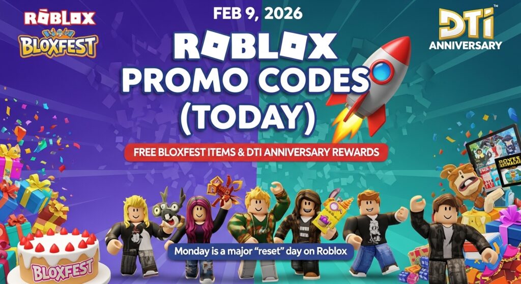 🚀 Roblox Promo Codes Today (Feb 9, 2026): Free Bloxfest Items & DTI Anniversary Rewards