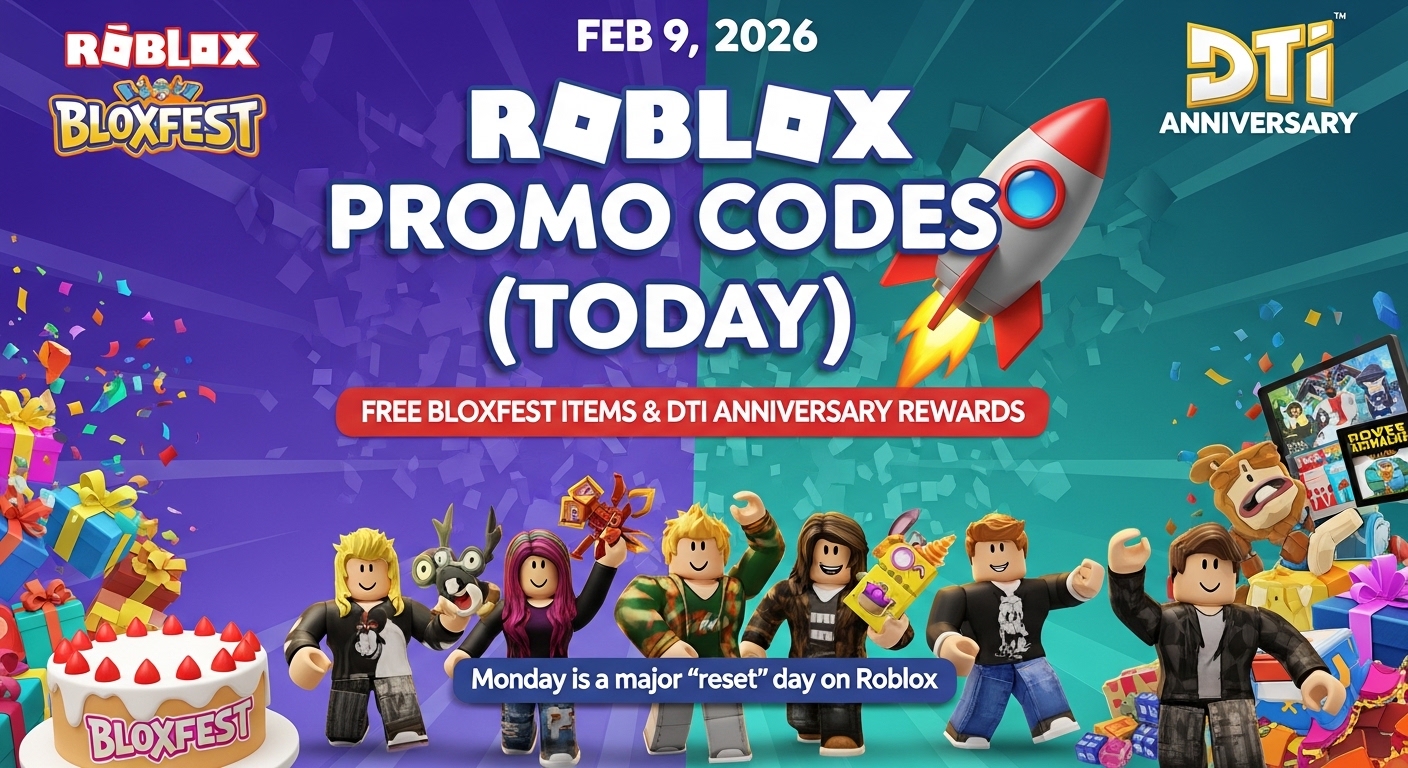 🚀 Roblox Promo Codes Today (Feb 9, 2026): Free Bloxfest Items & DTI Anniversary Rewards