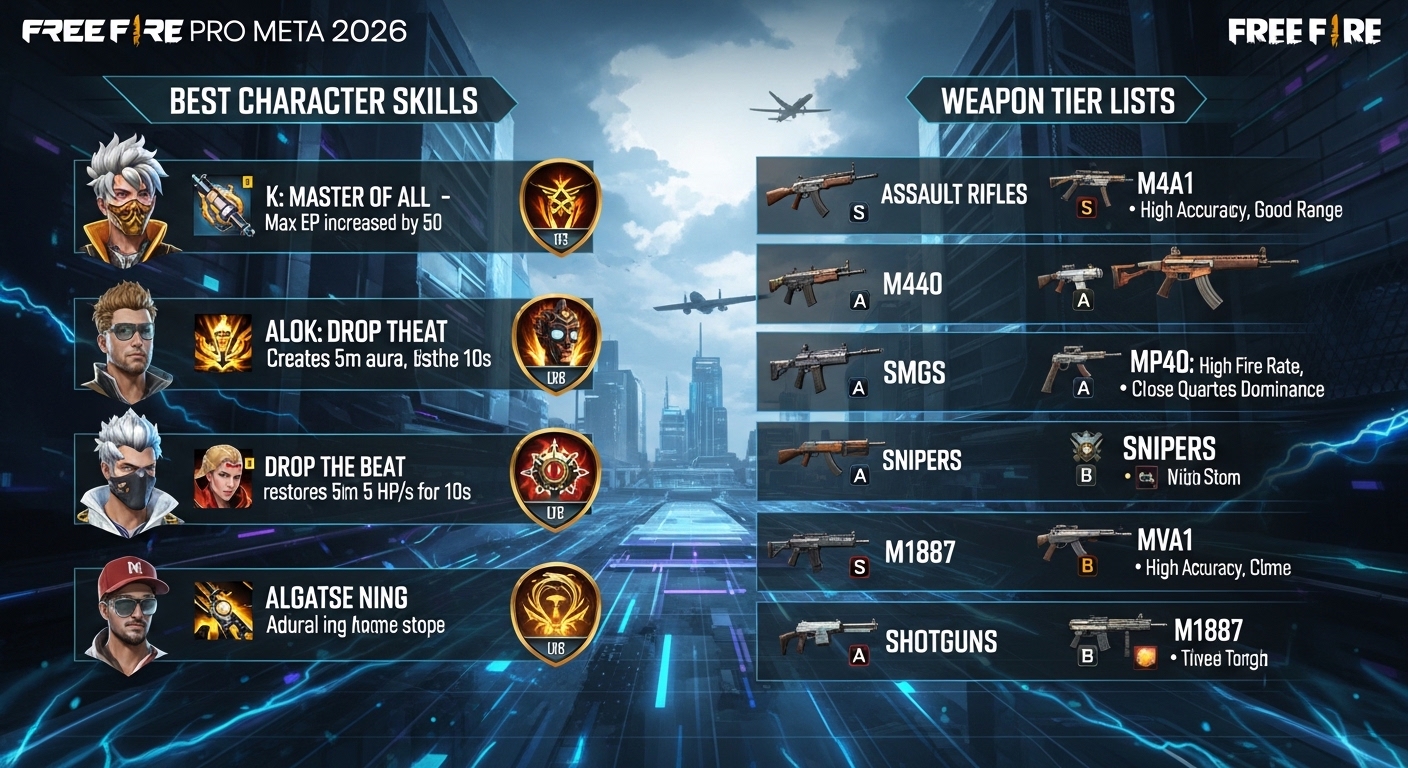 Free Fire Pro Meta 2026: Best Character Skills & Weapon Tier Lists