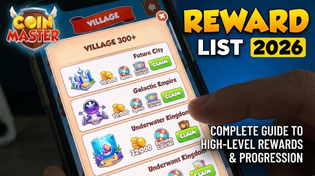 Coin Master Village 300+ Reward List 2026: Complete Guide to High-Level Rewards and Progression