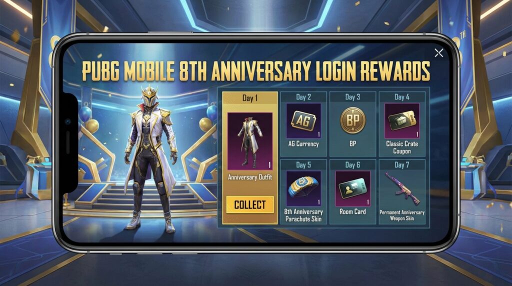 PUBG Mobile 8th Anniversary Login Rewards: Complete Guide to Free Rewards (March 27–29, 2026)