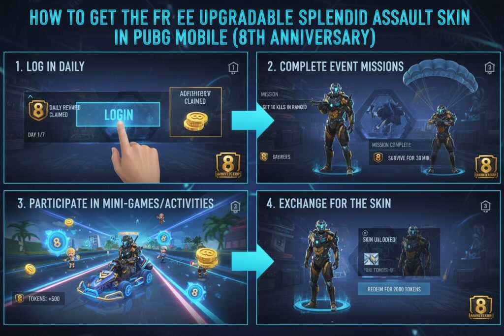 How to Get the Free Upgradable Splendid Assault Skin in PUBG Mobile (8th Anniversary)