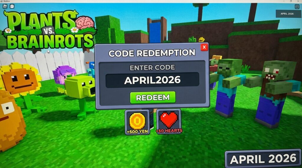 Roblox "Plants vs Brainrots" Codes April 2026: Get Free Yen and Hearts Now!