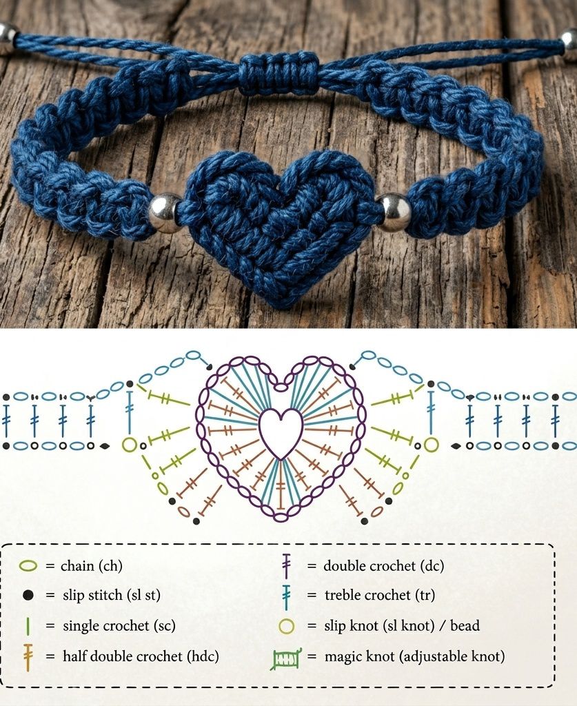 Crochet Symbols & Knots Quick Reference: Basic Stitches, Slip Knot & Magic Knot