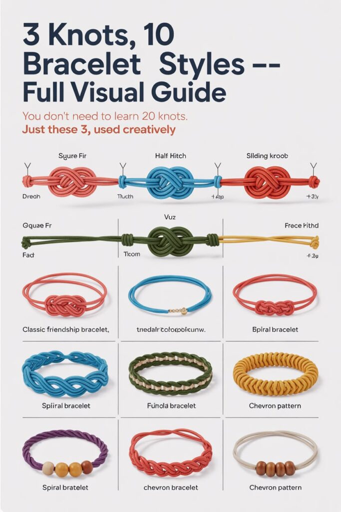3 Knots, 10 Bracelet Styles: Full Visual Guide to Macrame