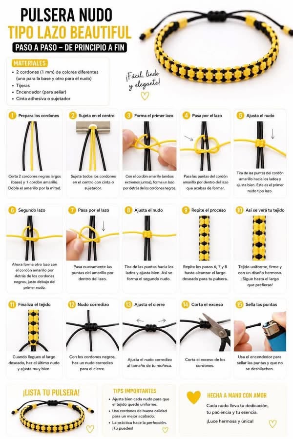 Beautiful Loop Knot Bracelet (Pulsera Nudo Tipo Lazo): Step-by-Step from Start to Finish