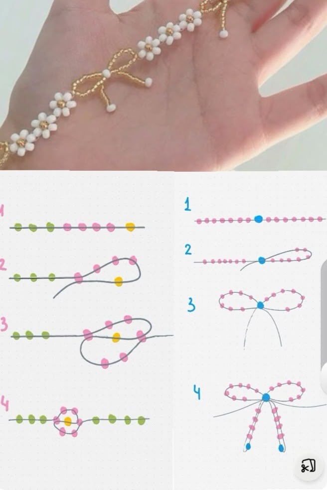 DIY Beaded Daisy & Bow Bracelet: 4-Step Beginner Tutorial